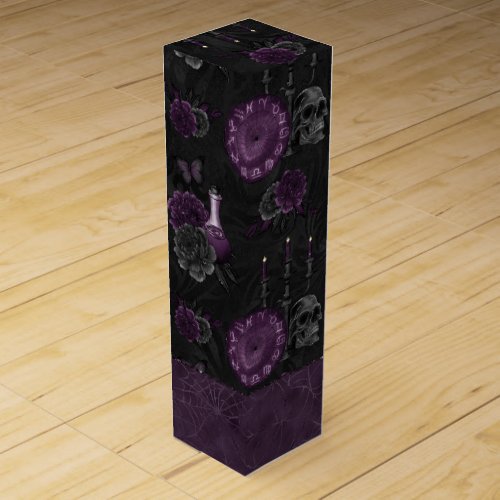 Zodiac Magic  Dark Purple Plum Gothic Skull Roses Wine Box