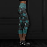 Zodiac Magic | Dark Teal Green Gothic Skull Roses Capri Leggings<br><div class="desc">Unique wearable art! Sophisticated palette of mixed medium abstract textures add the perfect pop of color for your personal style. Also transferable to school/office supplies, party accessories, or decor for an easy do-it-yourself home makeover room facelift! For other products or colors, visit the JustFharryn store @ Zazzle or contact the...</div>