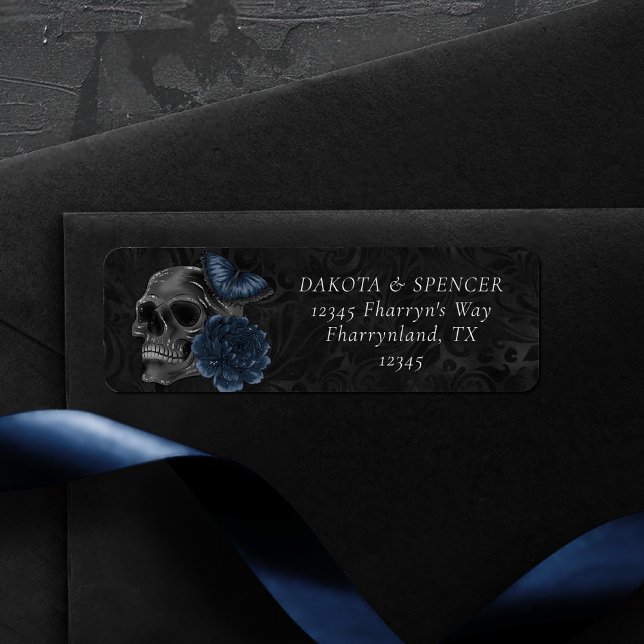 Zodiac Magic | Dark Teal Green Gothic Skull Roses Label (Creator Uploaded)