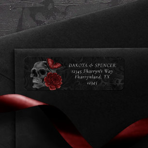 Zodiac Magic Henna Red Gothic Skull Roses Potion Label