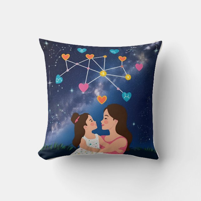 Zodiac Mama Pillow: Linked Constellations Throw Pillow (Front)