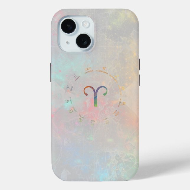 Zodiac Map Aries-White Design Case-Mate iPhone Case (Back)