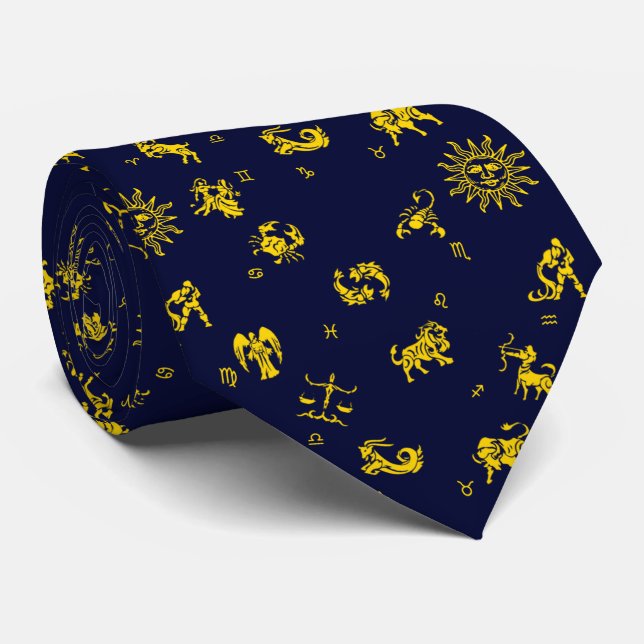 Zodiac Menagerie Neck Tie (Rolled)