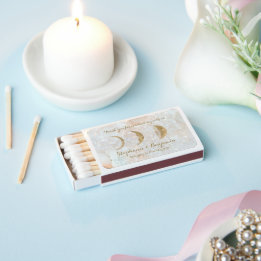 Zodiac Moon Ice Blue Celestial Gold Elegant Matchboxes
