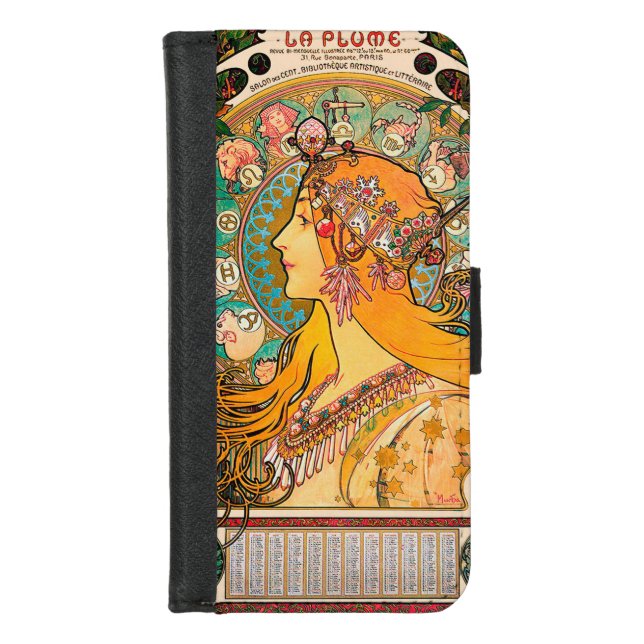 Zodiac, Mucha iPhone Wallet Case (Front)