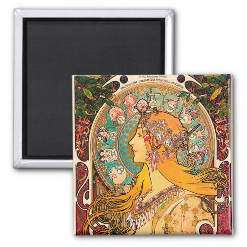 Zodiac Mucha Magnet