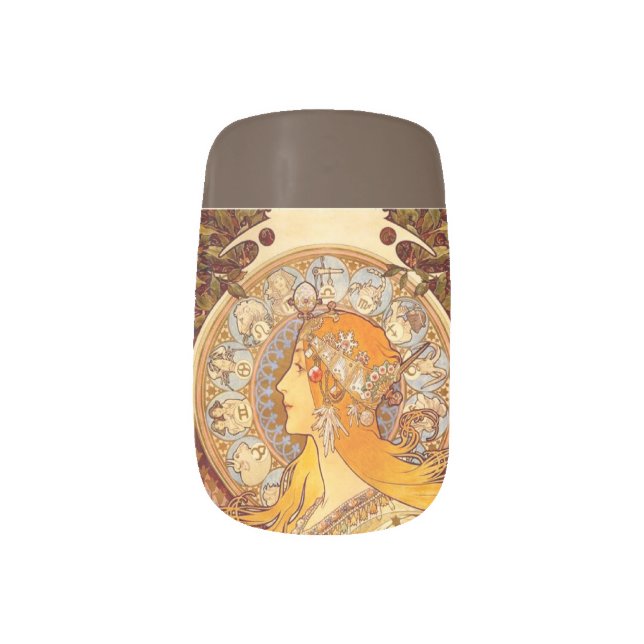 Zodiac Mucha Minx Nail Art Decals (Right Thumb)