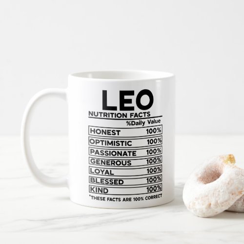 Zodiac Nutrition Facts, Leo Coffee Mug