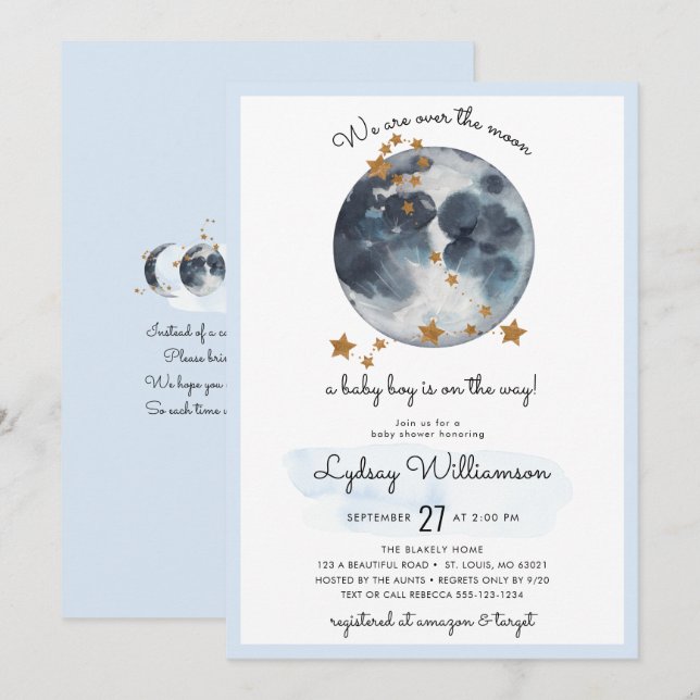 Zodiac Over The Moon Baby Shower Invitation (Front/Back)