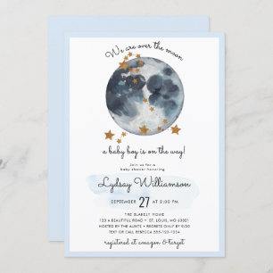 Zodiac Over The Moon Baby Shower Invitation