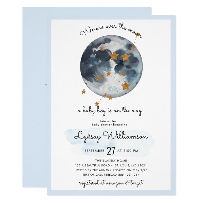 over the moon baby shower invitations