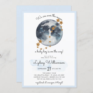Zodiac Over The Moon Baby Shower Invitation