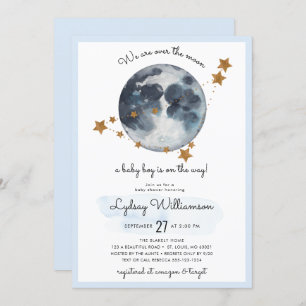 Zodiac Over The Moon Baby Shower Invitation