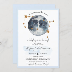 Zodiac Over The Moon Baby Shower Invitation