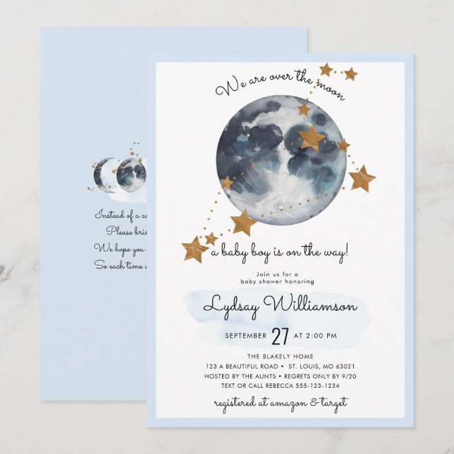 Zodiac Over The Moon Baby Shower Invitation (Front/Back)
