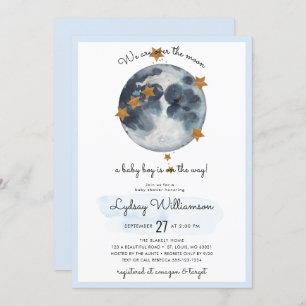Zodiac Over The Moon Baby Shower Invitation