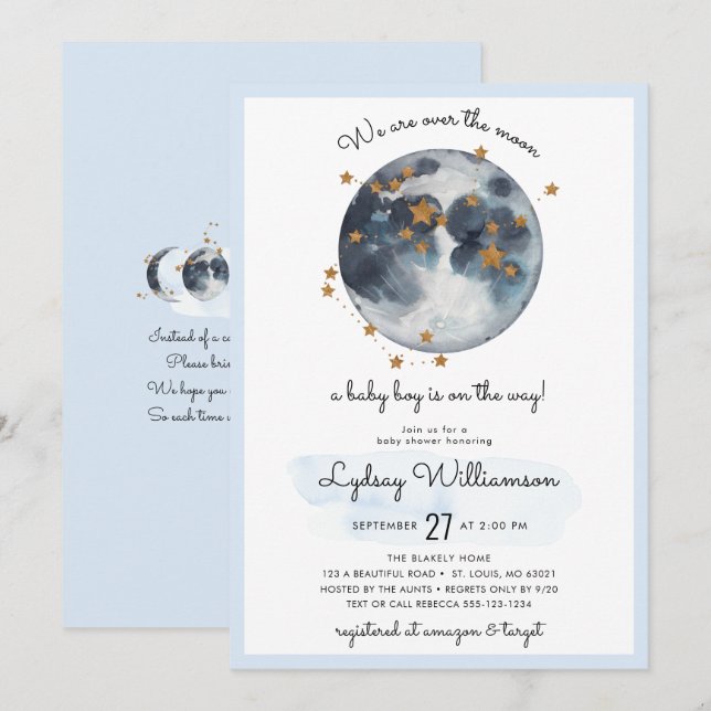 Zodiac Over The Moon Baby Shower Invitation (Front/Back)