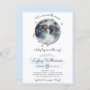 Zodiac Over The Moon Baby Shower Invitation