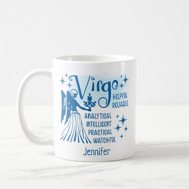 Zodiac Personalized Virgo Traits Horoscope Coffee Mug (Left)
