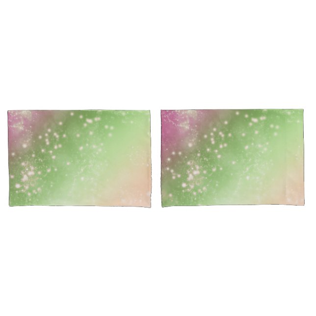 Zodiac : Pink & Green Space Design Pillow Case (Front-Set)