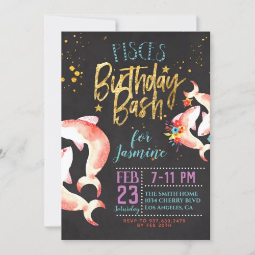 Zodiac Pisces Birthday Invitation