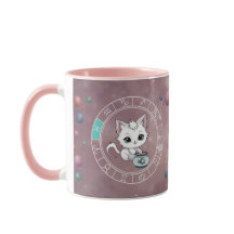 Zodiac Pisces Cute Cat Wheel Planet Astrology