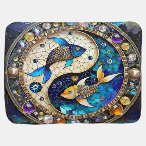 Zodiac _ Pisces Fish Yin and Yang Baby Blanket