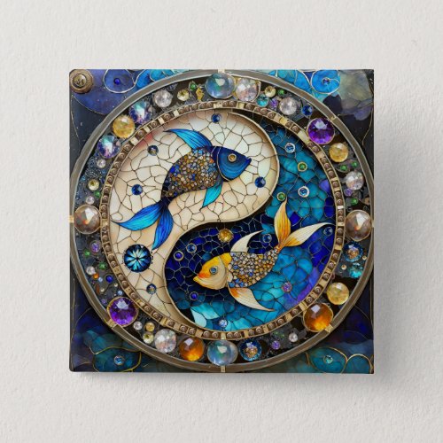 Zodiac _ Pisces Fish Yin and Yang Button