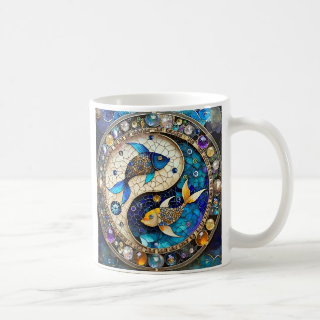 Zodiac - Pisces Fish Yin and Yang Coffee Mug (Right)