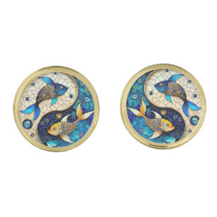 Zodiac - Pisces Fish Yin and Yang Cufflinks