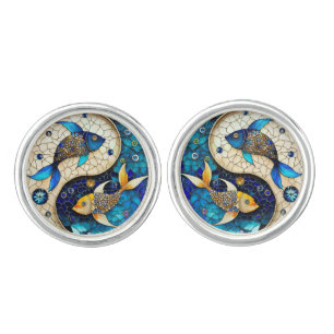 Zodiac - Pisces Fish Yin and Yang Cufflinks