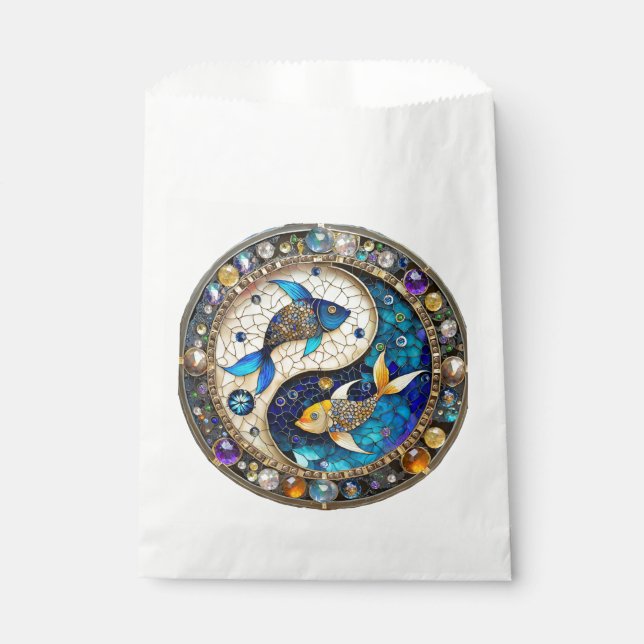 Zodiac - Pisces Fish Yin and Yang Favor Bag (Front)