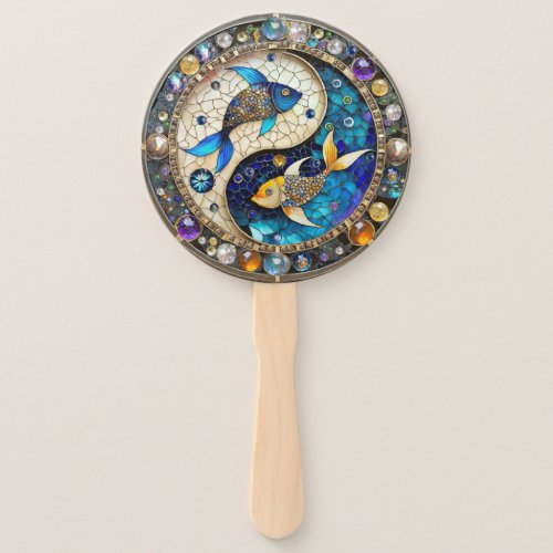 Zodiac _ Pisces Fish Yin and Yang Hand Fan