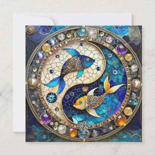 Zodiac _ Pisces Fish Yin and Yang Holiday Card