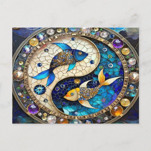 Zodiac _ Pisces Fish Yin and Yang Holiday Postcard