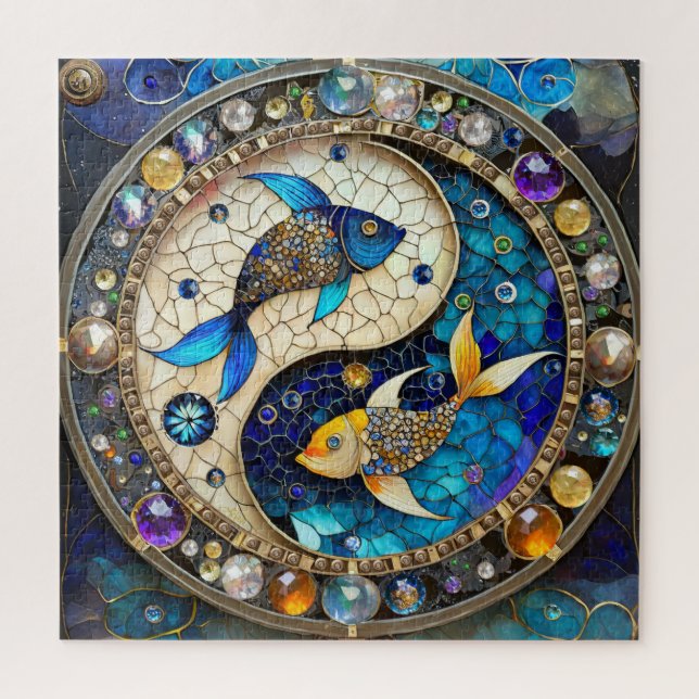 Zodiac - Pisces Fish Yin and Yang Jigsaw Puzzle (Vertical)