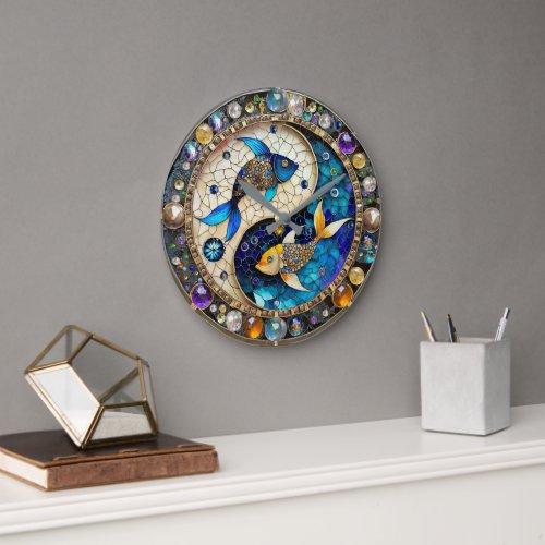 Zodiac _ Pisces Fish Yin and Yang Large Clock