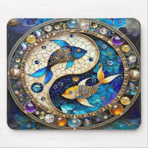 Zodiac _ Pisces Fish Yin and Yang Mouse Pad
