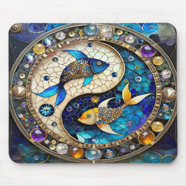 Zodiac - Pisces Fish Yin and Yang Mouse Pad (Front)