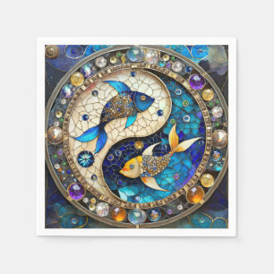 Zodiac - Pisces Fish Yin and Yang Napkins