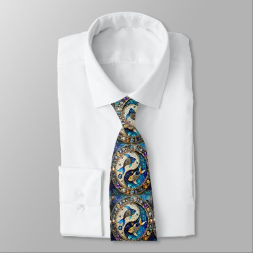 Zodiac _ Pisces Fish Yin and Yang Neck Tie