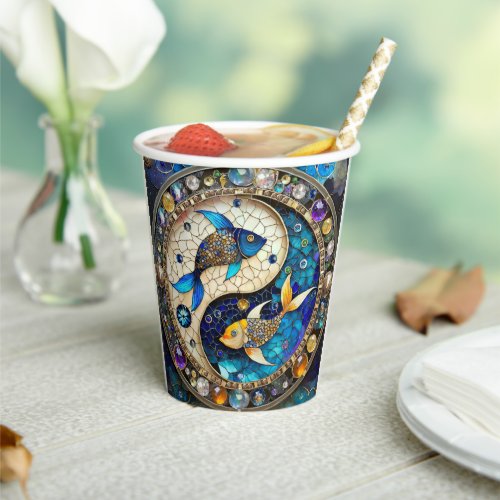 Zodiac _ Pisces Fish Yin and Yang Paper Cups
