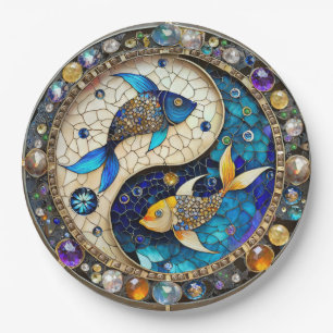 Zodiac - Pisces Fish Yin and Yang Paper Plates