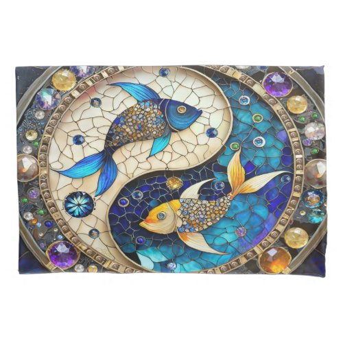 Zodiac _ Pisces Fish Yin and Yang Pillow Case