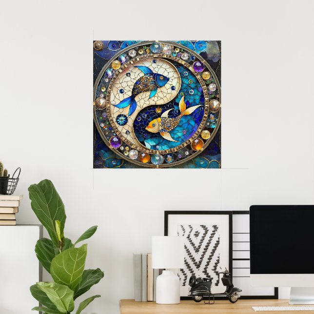 Zodiac - Pisces Fish Yin and Yang Poster (Home Office)