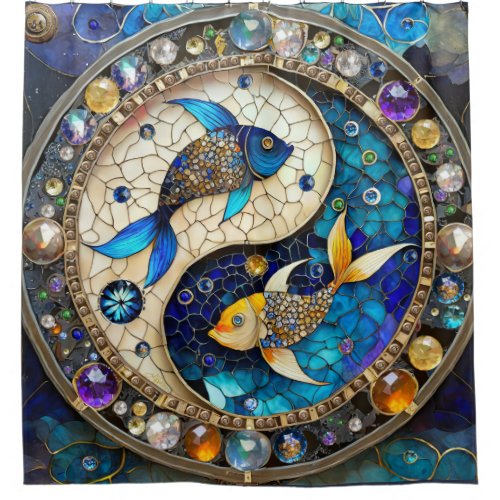 Zodiac _ Pisces Fish Yin and Yang Shower Curtain