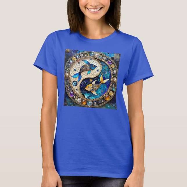 Zodiac - Pisces Fish Yin and Yang T-Shirt (Front)