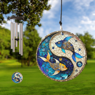 Zodiac - Pisces Fish Yin and Yang Wind Chime