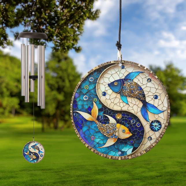 Zodiac - Pisces Fish Yin and Yang Wind Chime (Outdoor)