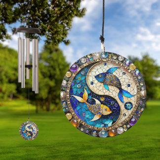 Zodiac - Pisces Fish Yin and Yang Wind Chime